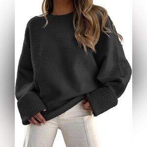 Oversized Fuzzy Crewneck Sweater
